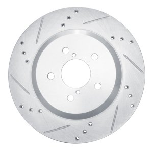 Subaru Crosstrek Brake Rotor (1) - Rear Left - R1 Concepts - Drilled & Slotted - Silver - `19-`23